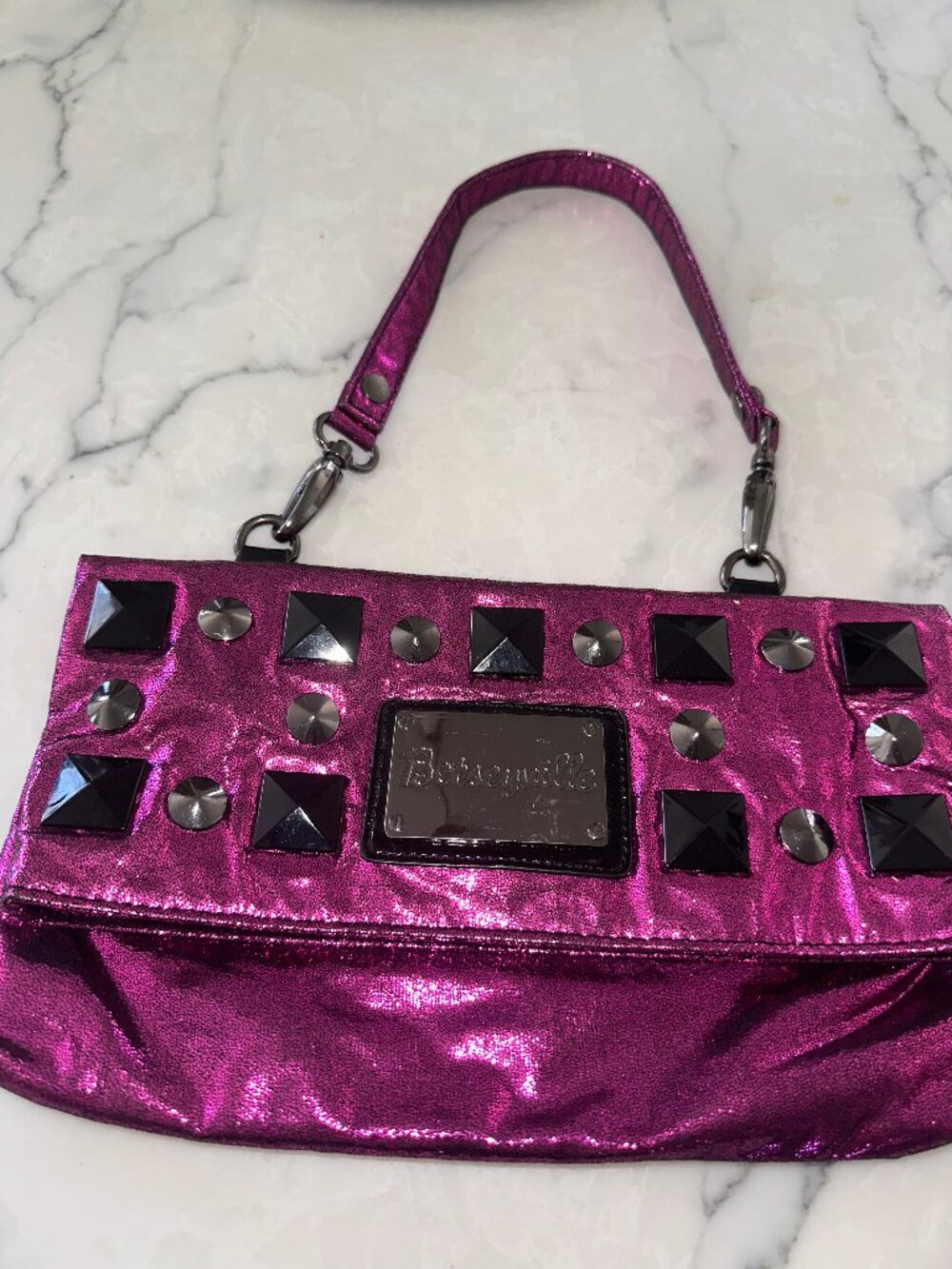Betseyville by Betsey Johnson Metallic Pink Studded Handbag